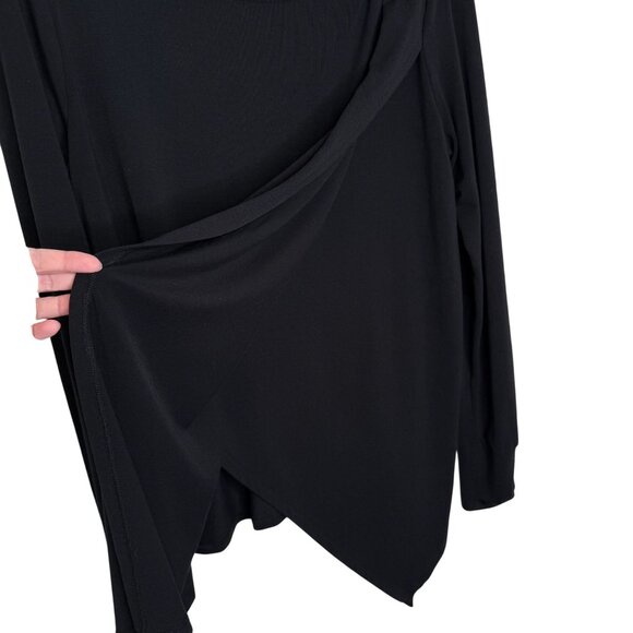 Betabrand Black Long-Sleeve Drape Front Top, M - Picture 6 of 9